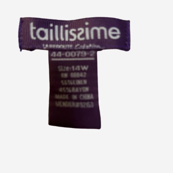 Taillissime White Shirt Dress Women’s 14W Linen Blend Belted Midi Side Slits - Picture 4 of 4